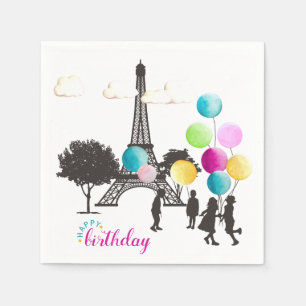 Serviette En Papier Macarons français colorés Enfants Jouant Anniversa