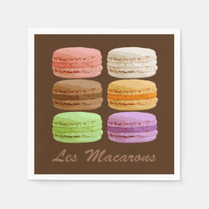 Serviette En Papier Macarons français, Pastels multicolores 3 Anneaux