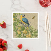 Serviette En Papier Macaw Blue Jaune Tropical Jungle Antique (En situation)