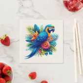 Serviette En Papier Macaw tropicale bleue et colorée (En situation)