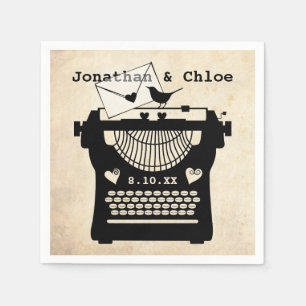 Serviette En Papier Machine à écrire Vintage romantique
