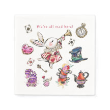 Mad Hatter Tea Party Rabbit Watercolor Birthday 