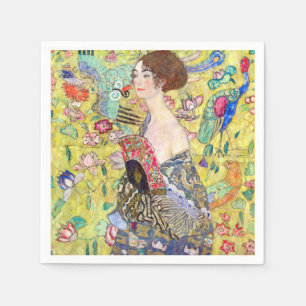 Serviette En Papier Madame With Fan Painting