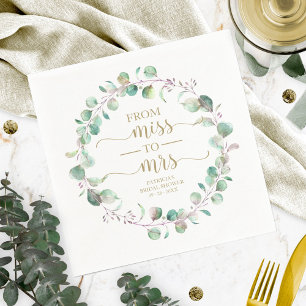 Serviette En Papier Mademoiselle à Mme Greenery Eucalyptus Nappe de Fê