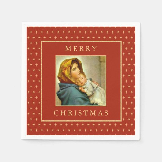 Serviette En Papier Madonna & Enfant traditionnel Noël religieux (Devant)