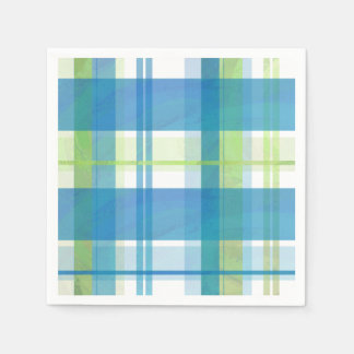 Serviette En Papier Madras Plaid Green et Blue