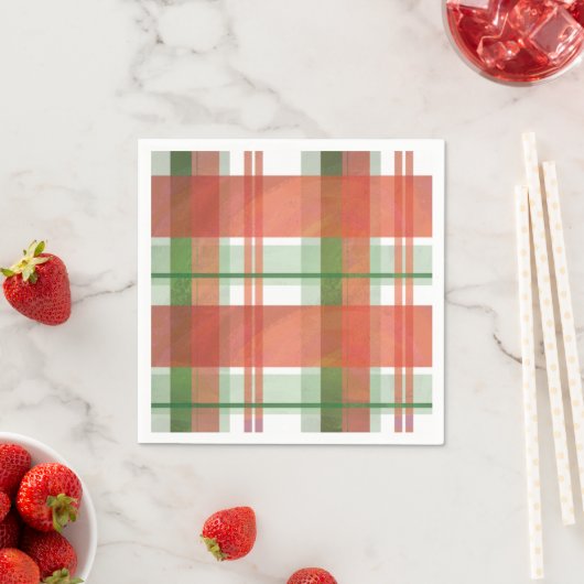 Serviette En Papier Madras Plaid Noël (En situation)