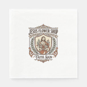 Serviette En Papier Magasin de Fleurs Jésus Enseigne de Foi Magasin de