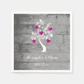 Serviette En Papier Magenta Arbre des Coeurs Fête des mariées Napkin (Devant)