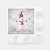 Serviette En Papier Magenta Cute Snowman Papier Napkin (Devant)