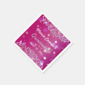 Serviette En Papier Magenta Et Argent Élégant Chimmery Quinceañera (Coin)