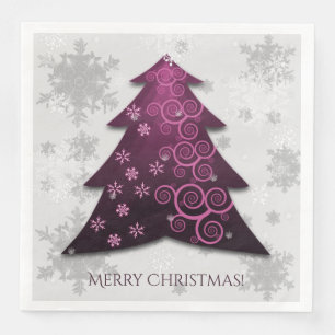 Serviette En Papier Magenta Festif Arbre de Noël Papier Napkin