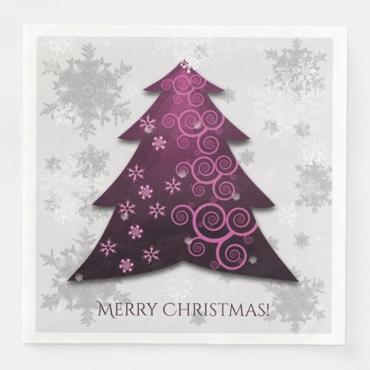 Serviette En Papier Magenta Festif Arbre de Noël Papier Napkin (Devant)