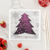 Serviette En Papier Magenta Festif Arbre de Noël Papier Napkin (En situation)