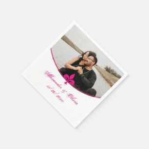 Serviette En Papier Magenta Fleur de Lis Mariage photo Napkins