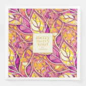 Serviette En Papier Magenta Gold Noël Joyeux Motif#21 ID1009 (Devant)