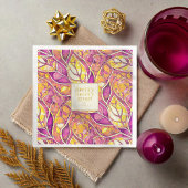 Serviette En Papier Magenta Gold Noël Joyeux Motif#21 ID1009