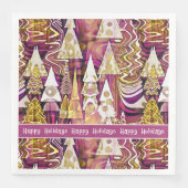 Serviette En Papier Magenta Gold Noël Joyeux Motif#25 ID1009 (Devant)