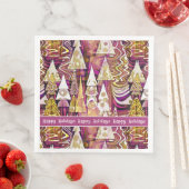 Serviette En Papier Magenta Gold Noël Joyeux Motif#25 ID1009 (En situation)