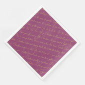 Serviette En Papier Magenta Gold Typographie Motif36 ID1009 (Coin)