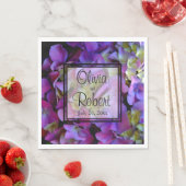 Serviette En Papier Magenta Purple bleu jaune Hydrangeas fleurs (En situation)