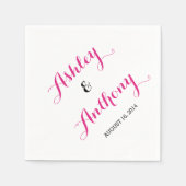 Serviette En Papier Magenta Rose Black Bride Groom Date Mariage Napkin (Devant)