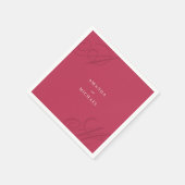 Serviette En Papier Magenta Rose Moderne Edge Élégant Mariage Monogram (Coin)