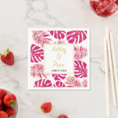 Serviette En Papier Magenta rose monstère palmier feuille mariage (En situation)
