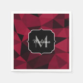 Serviette En Papier Magenta rose rouge noir géométrie motif Monogramme (Devant)