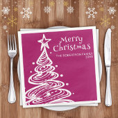 Serviette En Papier Magenta Rose White Christmas Tree Party