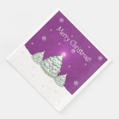 Serviette En Papier Magenta Snowy Arbre de Noël Papier Napkin (Coin)