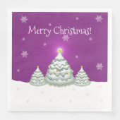Serviette En Papier Magenta Snowy Arbre de Noël Papier Napkin (Devant)