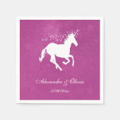 Serviette En Papier Magenta Unicorn Fête des mariées Napkin (Devant)