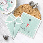 Serviette En Papier Magic and Wonder Christmas Snowman Mint ID440<br><div class="desc">Belle décoration de papier de Noël avec un bonhomme de neige stylisé encadré en blanc sur un arrière - plan vert menthe parsemé de flocons de neige et d'étoiles. Une élégante typographie tendance de "Magic and Wonder" complète le design. Ajoutez votre nom pour personnaliser si vous le souhaitez. Recherchez ID440...</div>