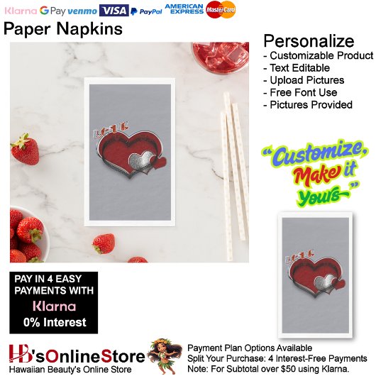 Serviette En Papier Magic Heart Gris Argent Papier Napkin Serviette d'