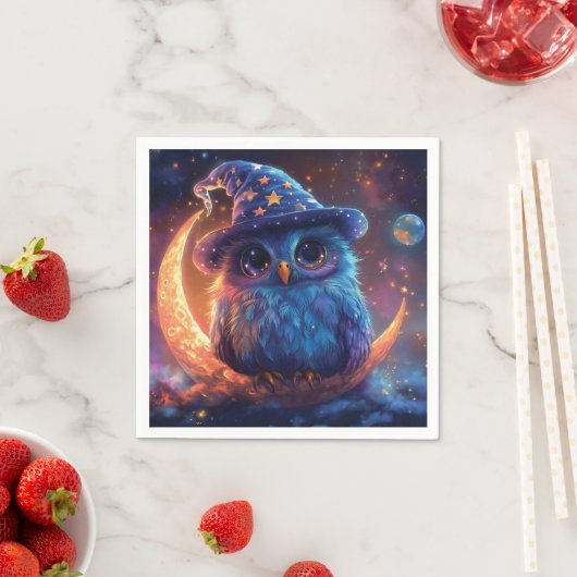Serviette En Papier Magic Owl Wizard on the Moon : Magical Imaginaire  (En situation)