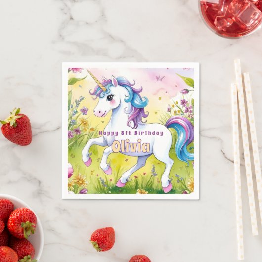 Serviette En Papier Magic Pastel Custom Unicorn Anniversaire (En situation)