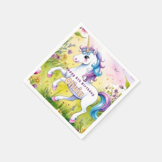 Serviette En Papier Magic Pastel Custom Unicorn Anniversaire (Coin)