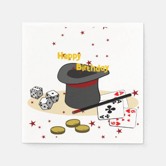 Serviette En Papier Magic Show Joyeuse fête des enfants d'anniversaire (Devant)