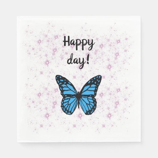 Serviette En Papier Magical blue butterfly pink glitter art (Devant)
