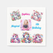 Serviette En Papier Magical Floral Unicorn Photo Anniversaire de enfan (Devant)