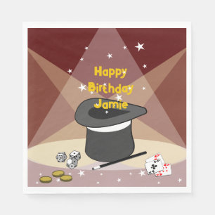 Serviette En Papier Magical Joyeux Anniversaire Nom Rouge