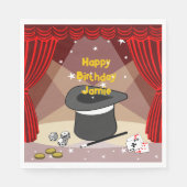 Serviette En Papier Magical Joyeux Anniversaire Nom Rouge (Devant)