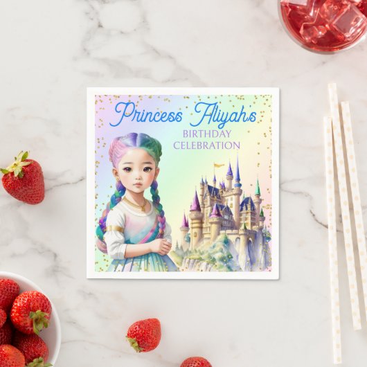 Serviette En Papier Magical Pastel Princess Imaginaire Rainbow Castle (En situation)