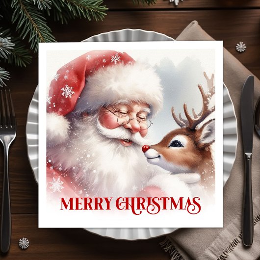 Serviette En Papier Magical Santa Rudolph Festive Dinner Napkins