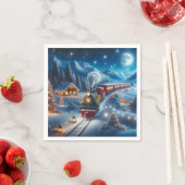 Serviette En Papier Magical Snowy Christmas Train Winter Scene (En situation)