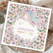 Serviette En Papier Magical Unicorn Purple Flower 1st birthday
