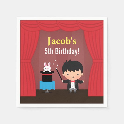 Serviette En Papier Magicien mignon Enfants Magie fête d'anniversaire (Devant)