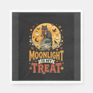 Serviette En Papier Magie de la Lune de Chat Noir Halloween