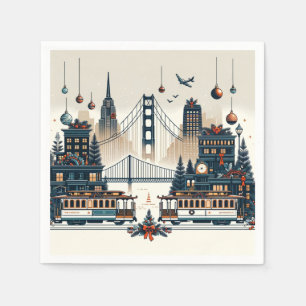 Serviette En Papier Magie de Noël à San Francisco sous la Porte d'Or